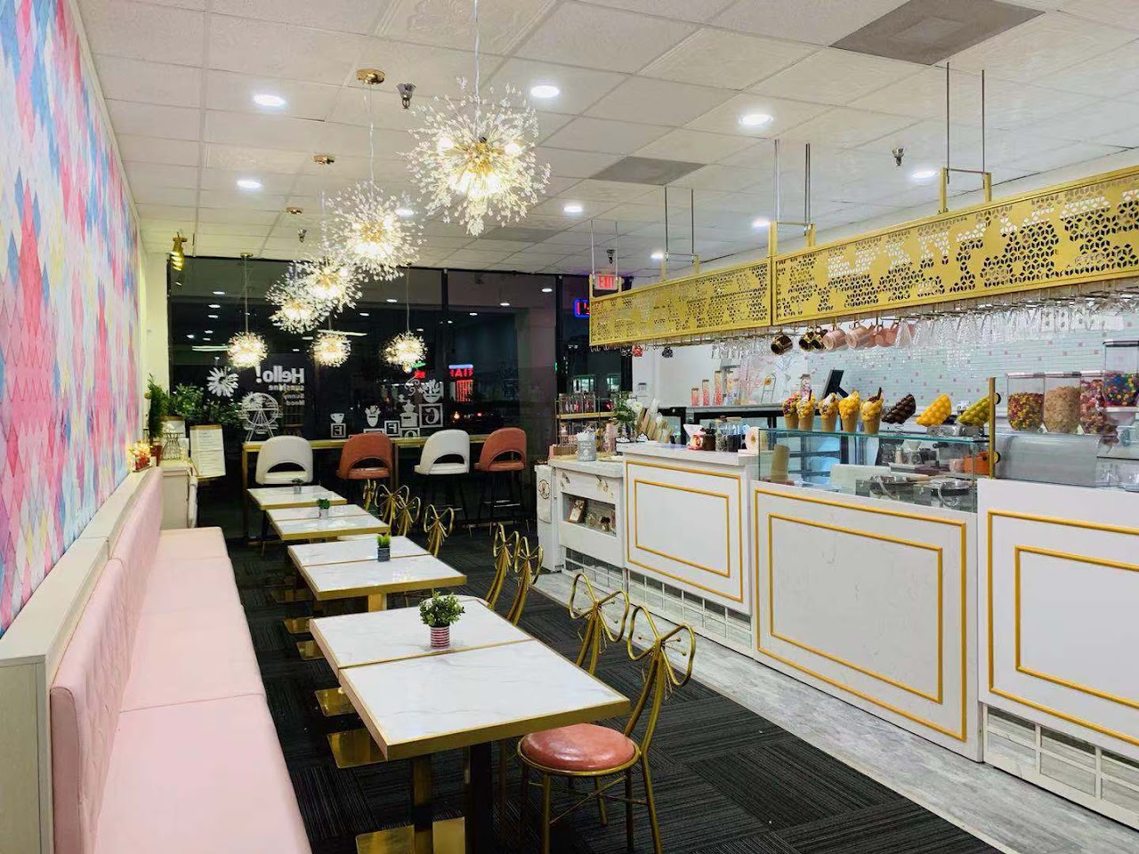 Kawaii merch and anime figures counter at Sweety Cafe